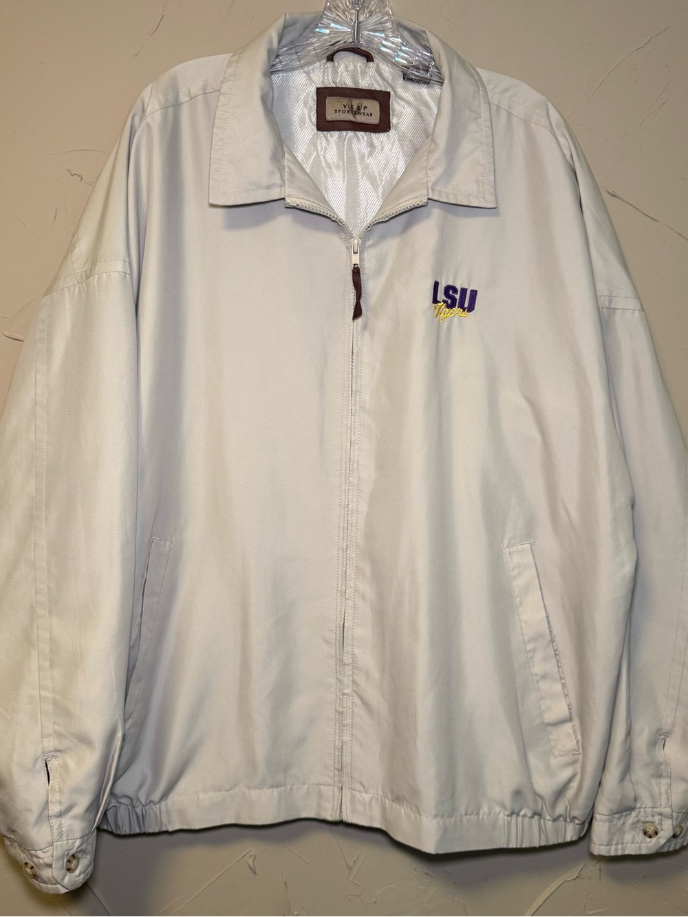 Vintage XXL LSU Tigers Windbreaker Beige 90s Retro Sporty Full Zip Coat